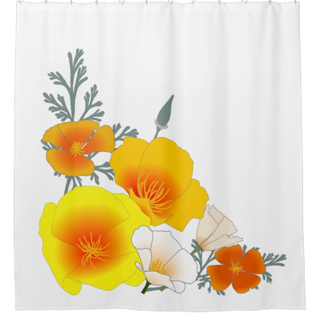 California Poppy Bouquet (Corner) Shower Curtain (Front)