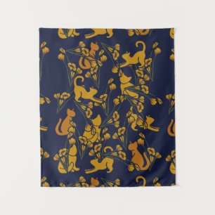 California Poppy Cats Tapestry