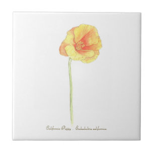 California Poppy Ceramic Tile