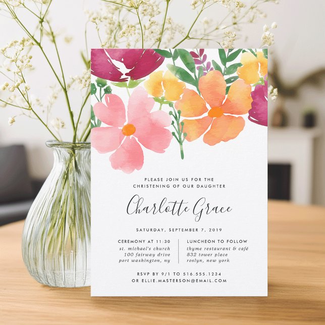 California Poppy Christening or Baptism Invitation (Creator Uploaded)