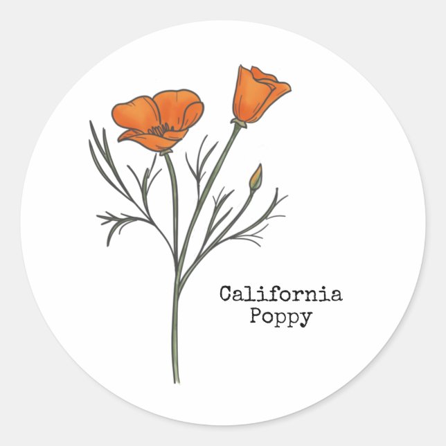 California Poppy Classic Round Sticker (Front)