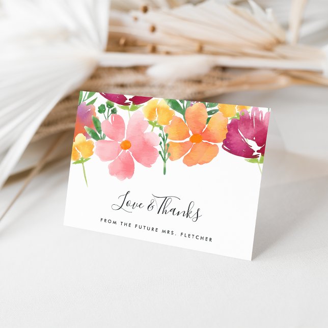 California Poppy | Colourful Watercolor Floral Thank You Card (Creator Uploaded)