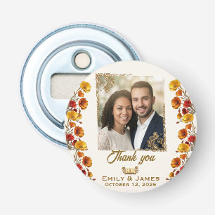California Poppy Elegant Floral Wedding Bottle O Opener