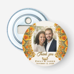 California Poppy Elegant Floral Wedding Bottle O Opener