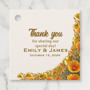 California Poppy Elegant Floral Wedding Favour Ta Tags