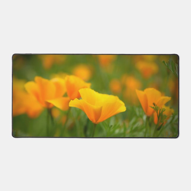 California Poppy Field of Orange Poppies Desk Mat (Front)
