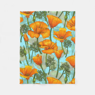 California poppy fleece blanket