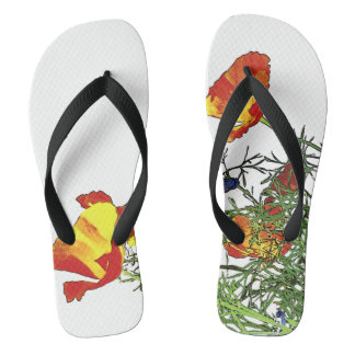 California poppy flip flops