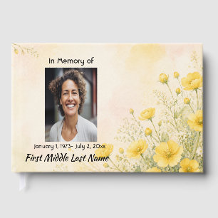 California Poppy Flower,  Memorial Prayer Keepsake Guest Book