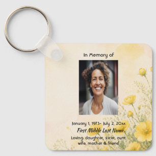 California Poppy Flower, Memorial Prayer Keepsake Key Ring