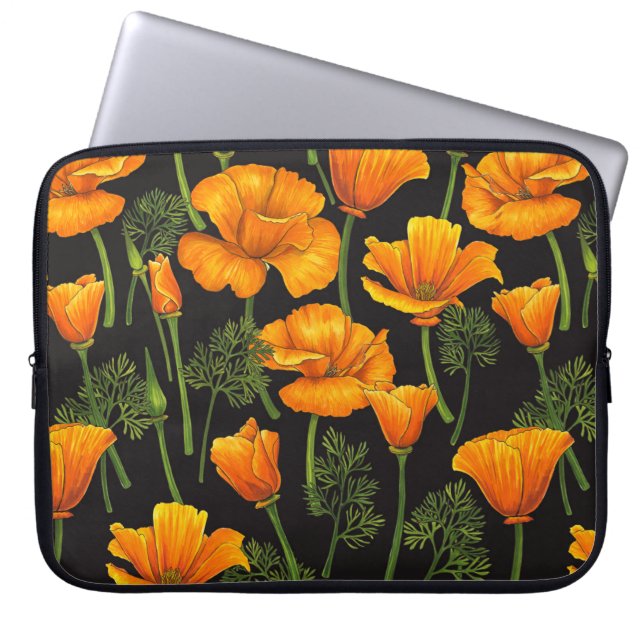 California poppy laptop sleeve (Front)