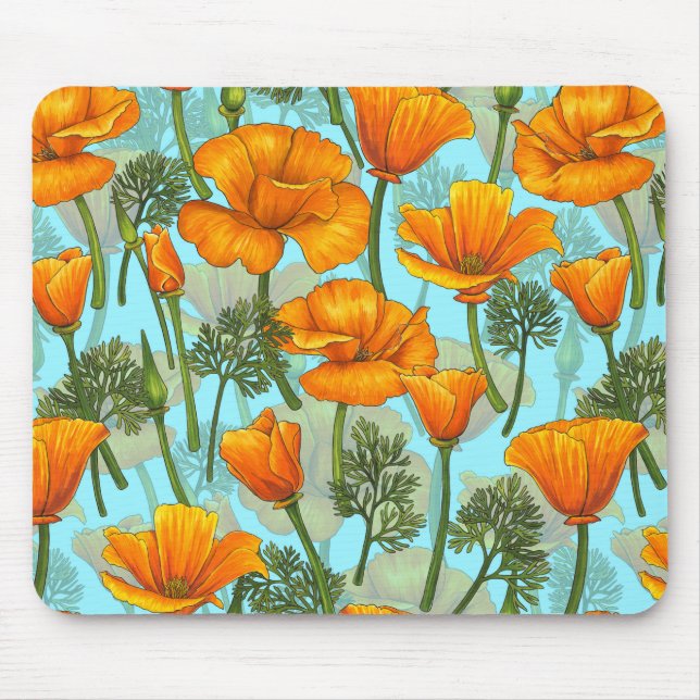 California poppy mouse pad (Front)