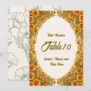 California Poppy Orange Floral Wedding Table No