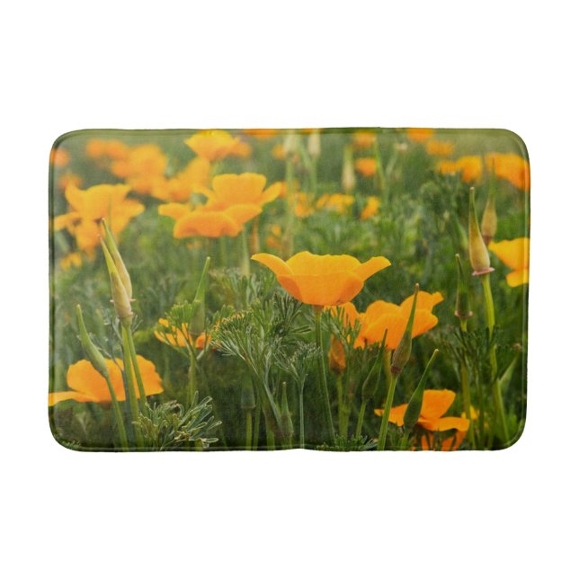 California Poppy Patch Photograph Bath Mat (Front)
