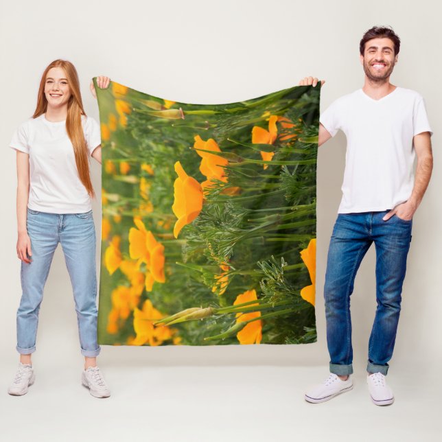 California Poppy Patch Photograph Fleece Blanket (In Situ)