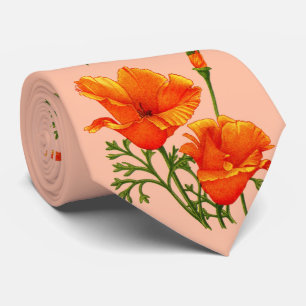 California poppy print tie