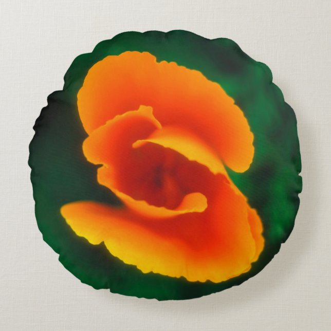 California Poppy Round Cushion (Front)