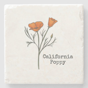 California Poppy Stone Coaster