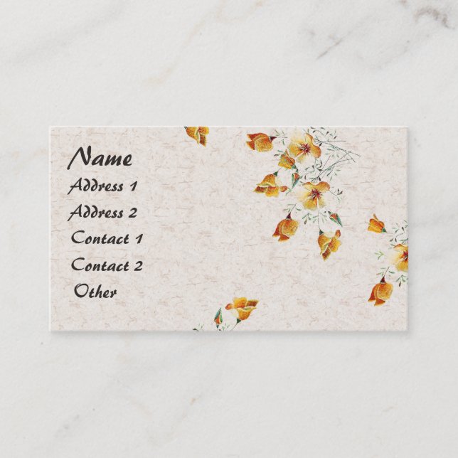 California Poppy Wildflower Flowers Business Card (Front)