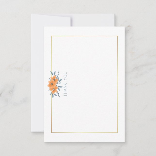 California Poppy with Gold Border Bridal Shower Thank You Card (Front)