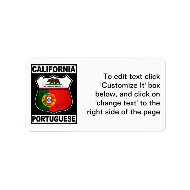 California Portuguese American Label (Front)