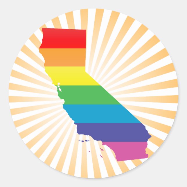 california pride. striped. classic round sticker (Front)