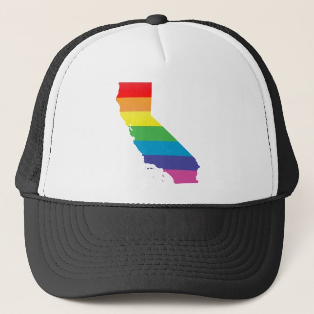 california pride. striped. trucker hat (Front)