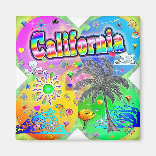 California Quadro Seasons Magnet (Front)