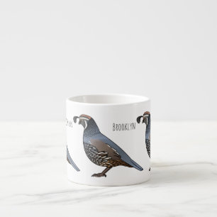California quail bird cartoon espresso cup