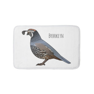 California quail bird cartoon illustration  bath mat