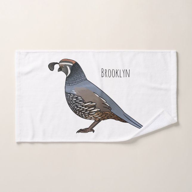 California quail bird cartoon illustration bath towel set (Hand Towel)
