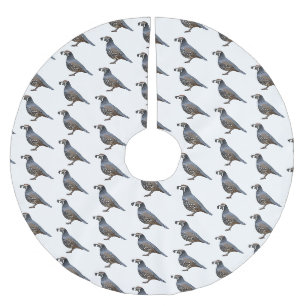 California quail bird cartoon illustration brushed polyester tree skirt