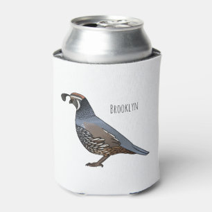 California quail bird cartoon illustration can cooler