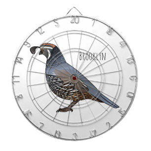 California quail bird cartoon illustration dartboard