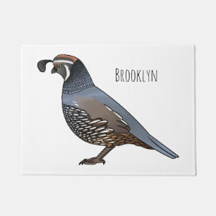 California quail bird cartoon illustration doormat