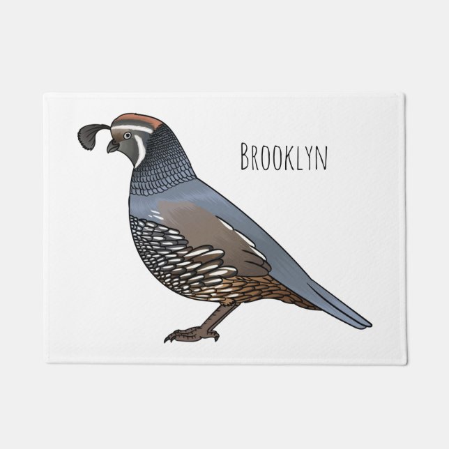 California quail bird cartoon illustration  doormat (Front)