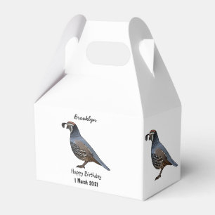 California quail bird cartoon illustration favour box