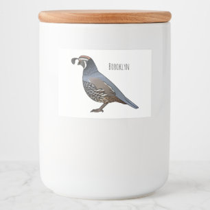 California quail bird cartoon illustration food label