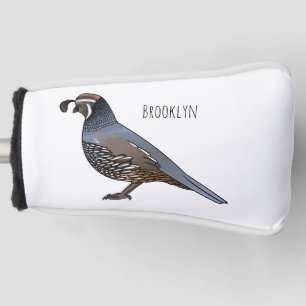 California quail bird cartoon illustration golf head cover