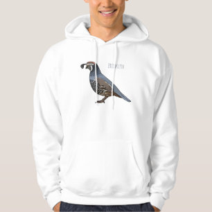 California quail bird cartoon illustration  hoodie