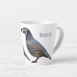 California quail bird cartoon illustration latte mug