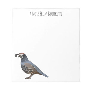 California quail bird cartoon illustration notepad