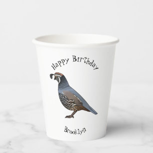 California quail bird cartoon illustration paper cups