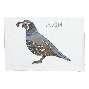 California quail bird cartoon illustration pillowcase