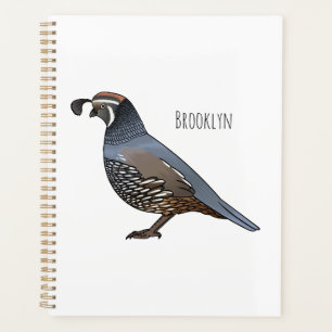 California quail bird cartoon illustration planner