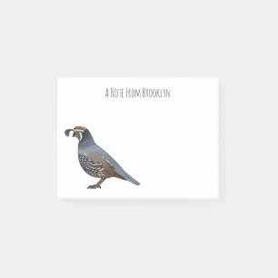 California quail bird cartoon illustration post-it notes