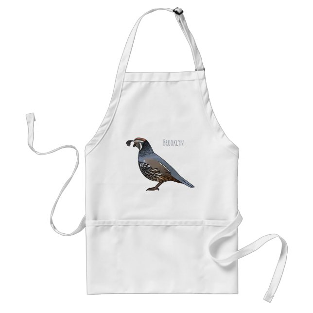 California quail bird cartoon illustration  standard apron (Front)