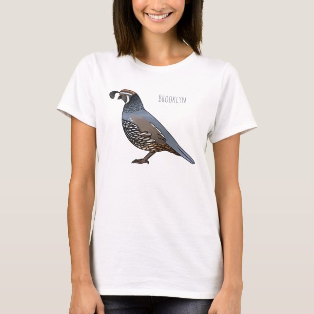 California quail bird cartoon illustration  T-Shirt (Front)