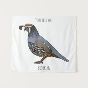 California quail bird cartoon illustration tapestry