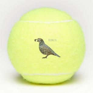 California quail bird cartoon illustration  tennis balls